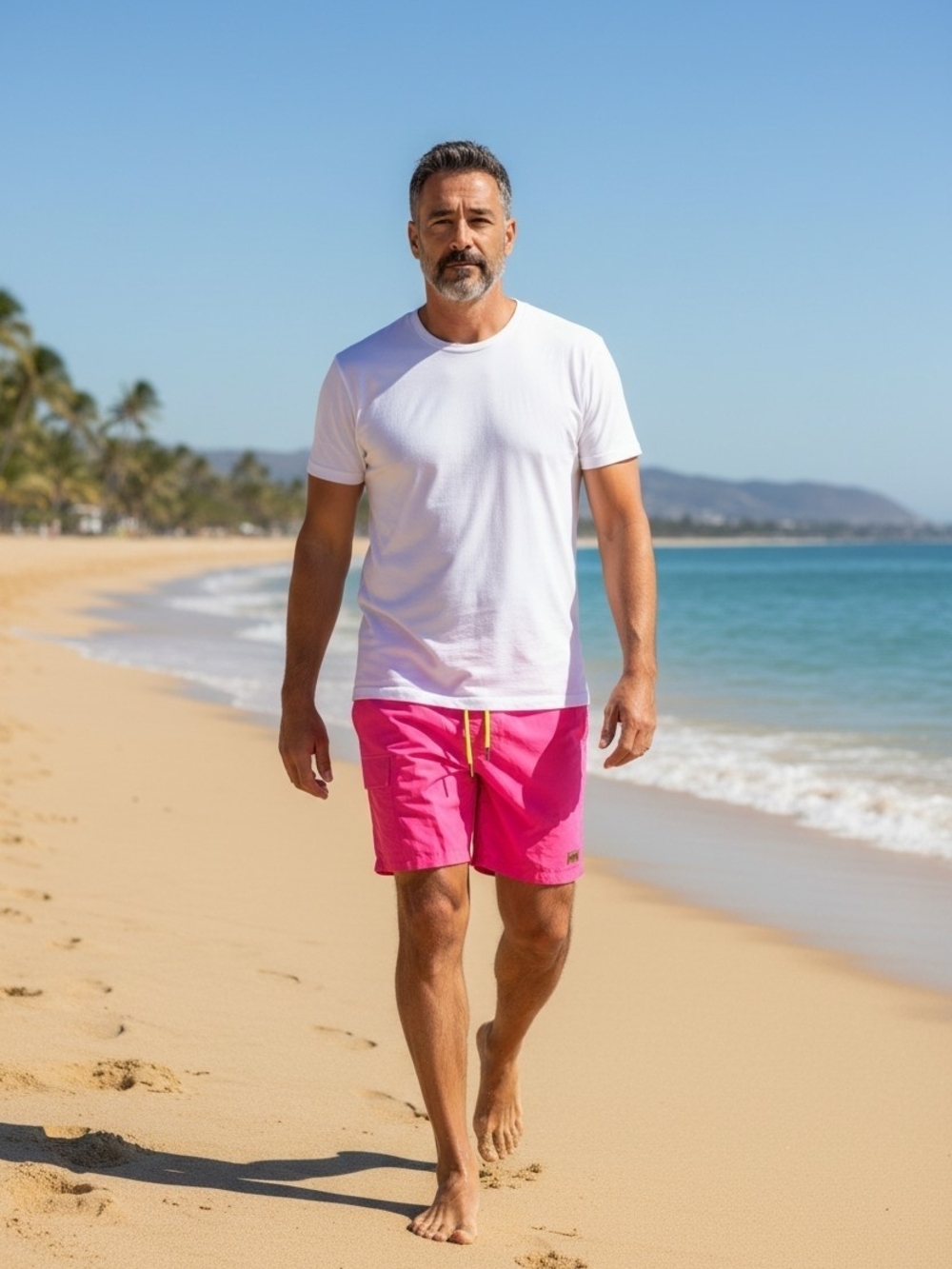BRISIRA 9" Mens Swim Board
Shorts With Compression Liner Pockets Pink 36 XL